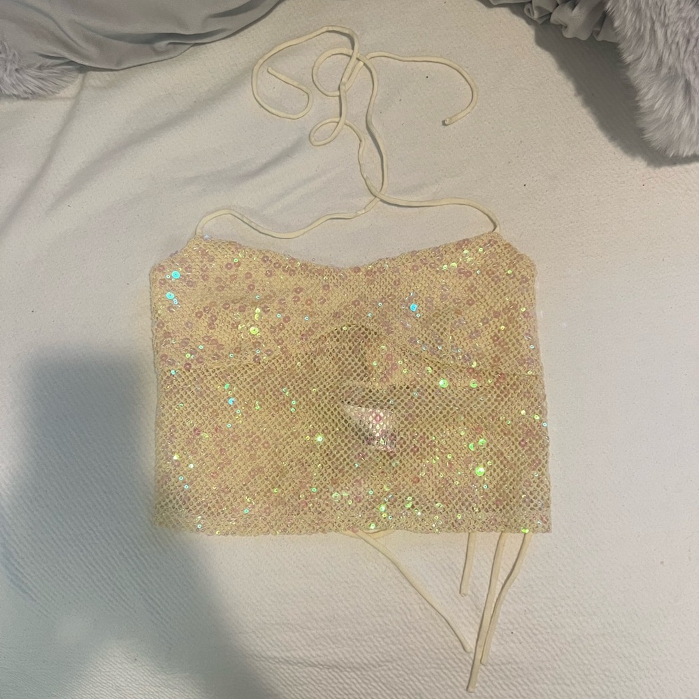 Urban Outfitters Yellow Sequin Crop Top
